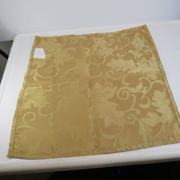 Vintage Gold Jacquard Fabric(4) Dinner Napkins 16.5x16.5" - Picture 3 of 8
